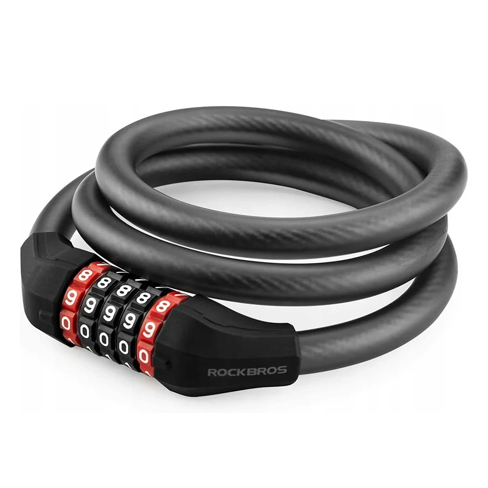 Заключване за велосипед с комбинация Rockbros RKS507-1BK 1,8 m - черно