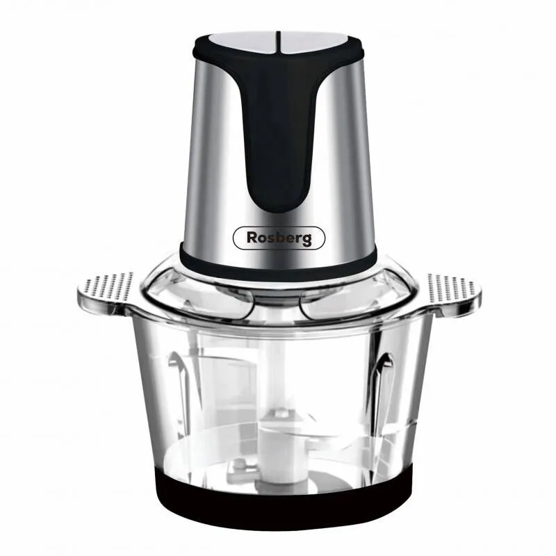 Чопър Rosberg R51111D, 400W, 2 литра, Стъклена купа, 2 скорости, Инокс/черен