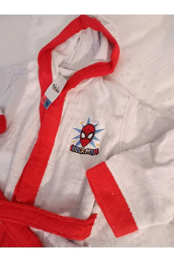 Детски халат за баня «Spiderman Grey» - памук, възраст 7-8г