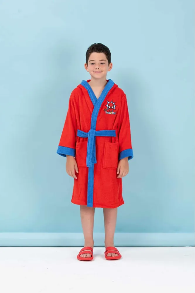 Детски халат за баня «Spiderman Red» - памук, възраст 9-10г.