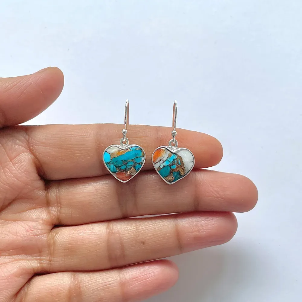 Обеци Spiny Oyster Turquoise от сребро | Модел 4