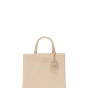 Suede Midi Shop Bag beige removable shoulder strap