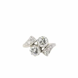Пръстен Toi & Moi ретро злато и диаманти 1.6 ct