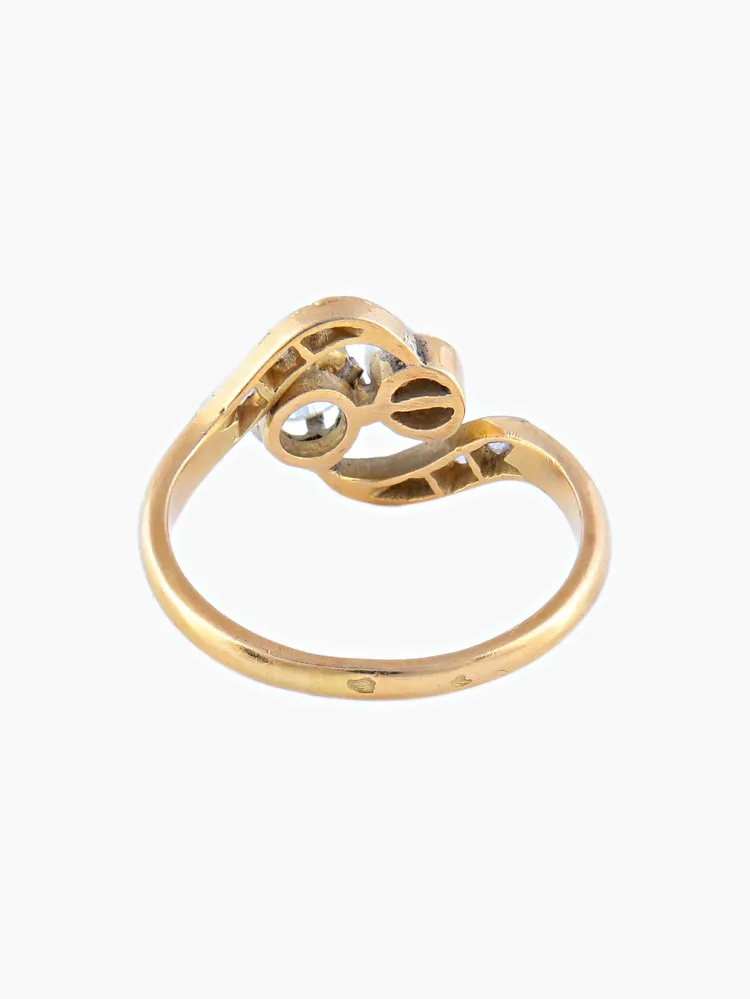 Пръстен Toi & Moi злато Платина Фин перлен диамант