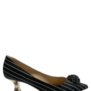 Tropea Black Striped Satin Decollete Jewel