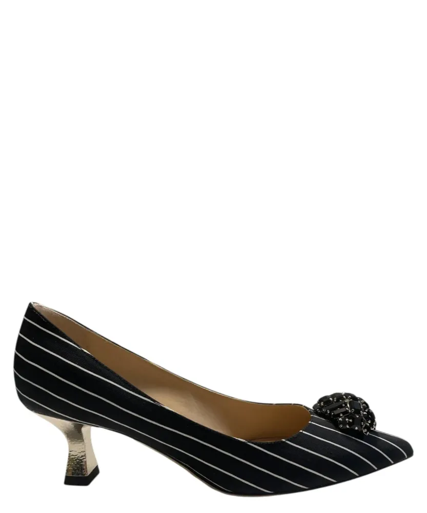 Tropea Black Striped Satin Decollete Jewel