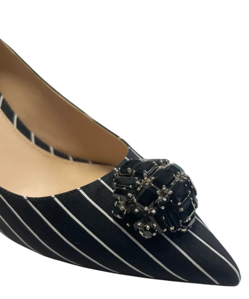 Tropea Black Striped Satin Decollete Jewel