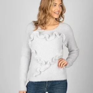 Дамски пуловер с обло деколте Trussardi Jeans, сив