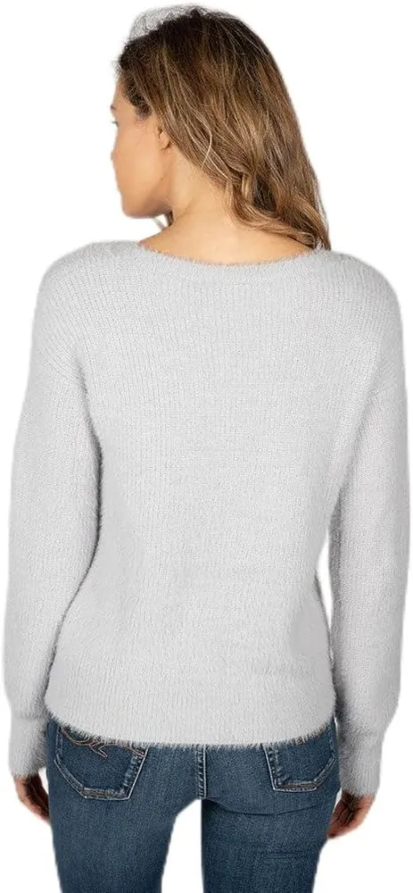 Дамски пуловер с обло деколте Trussardi Jeans, сив