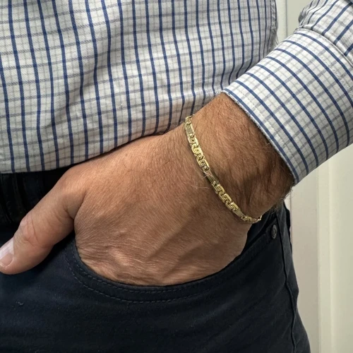 Unoaerre - Гривна Връзка тигрово око от жълто и бяло злато