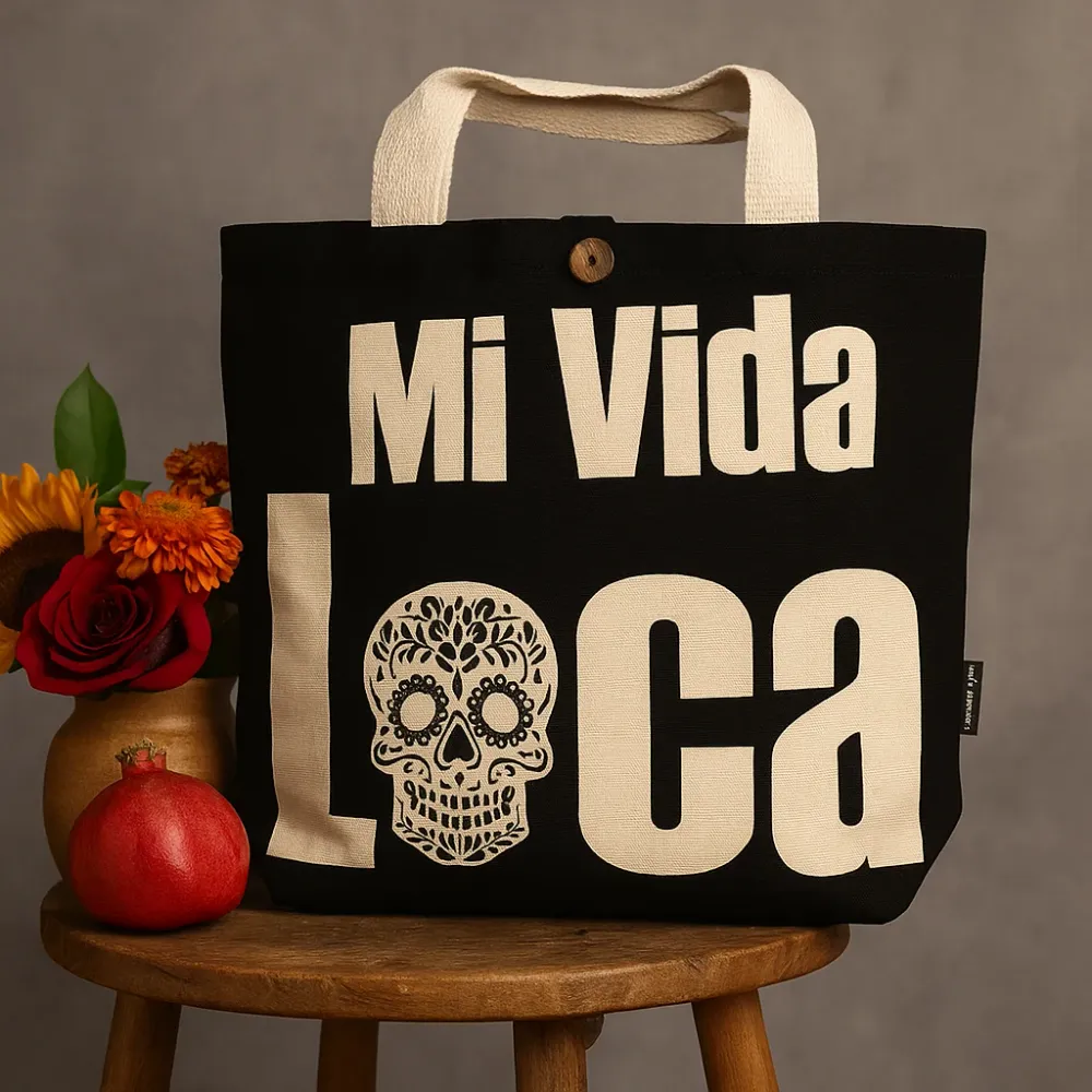 Платнена чанта Mi Vida Loca черна натурална 10oz
