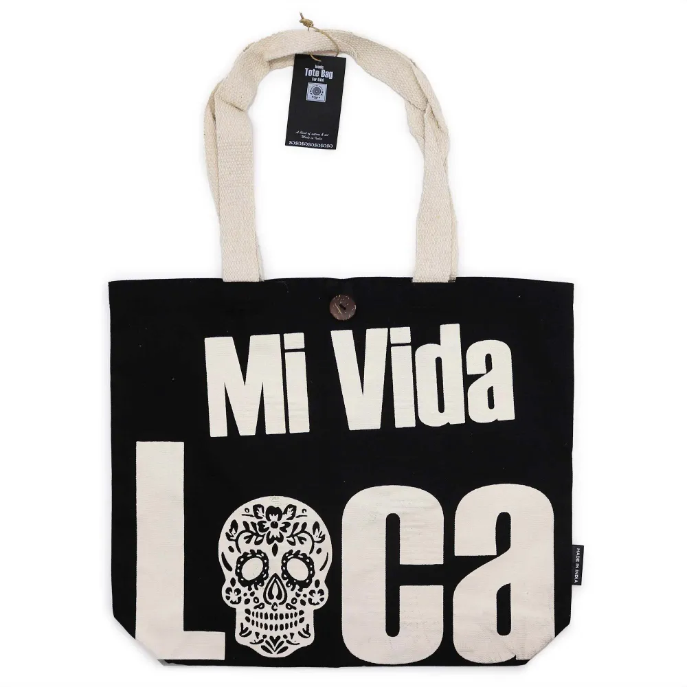 Платнена чанта Mi Vida Loca черна натурална 10oz
