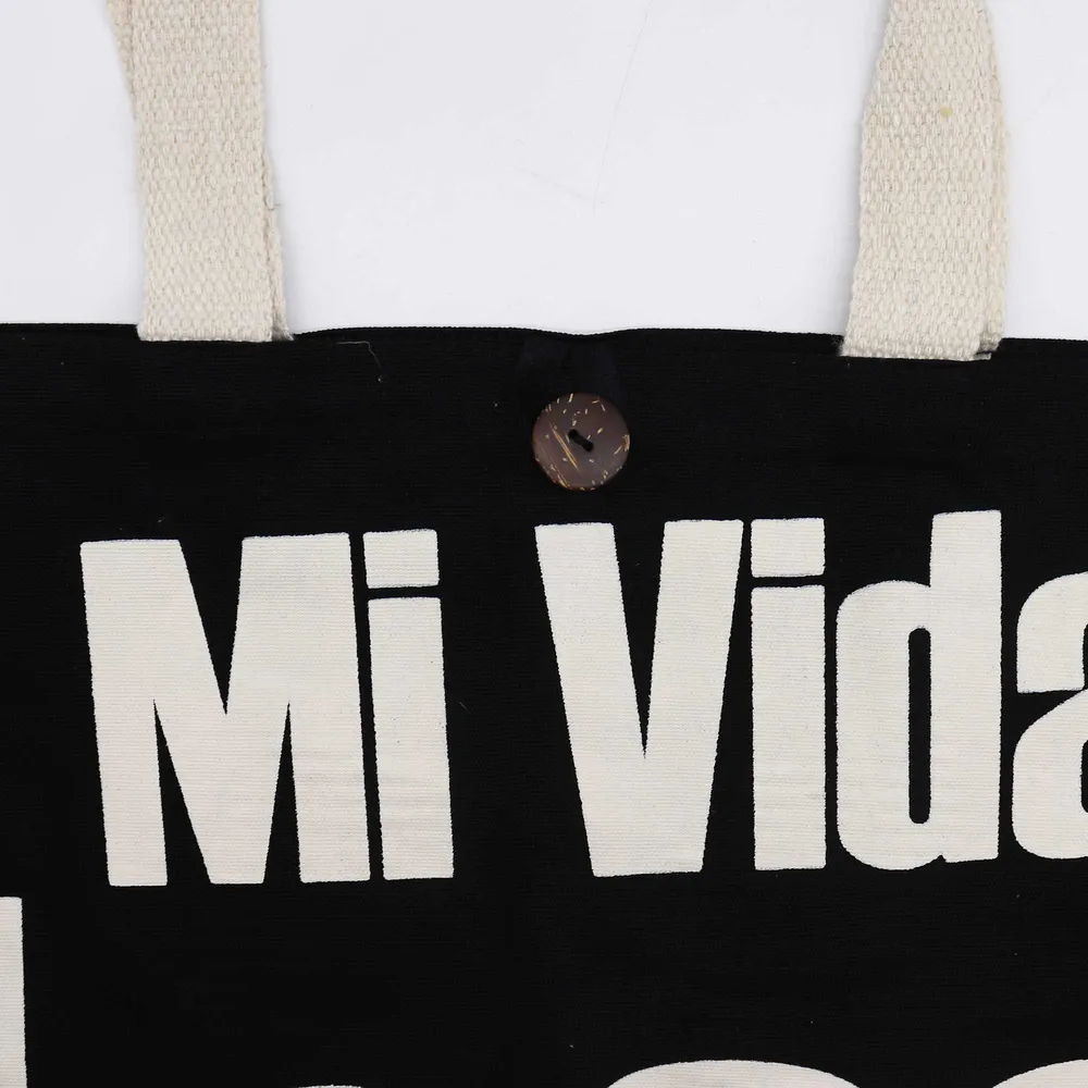 Платнена чанта Mi Vida Loca черна натурална 10oz