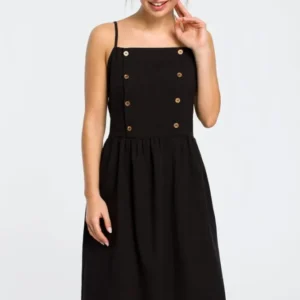 Be Wear Дамска елегантна рокля с презрамки, черна