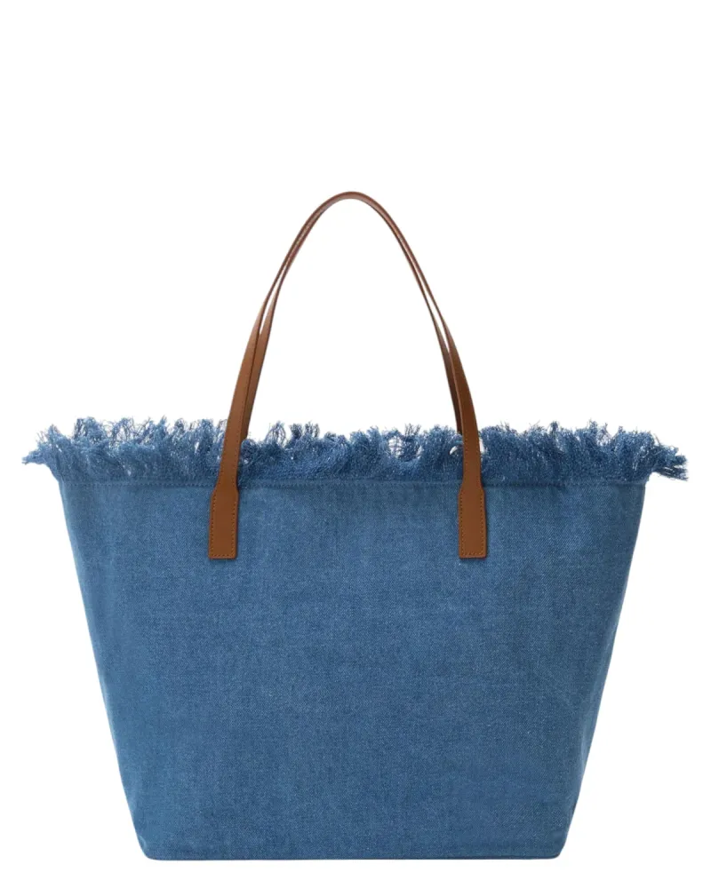 Women's Blue Denim Bag Fringes and Zip | City Regular