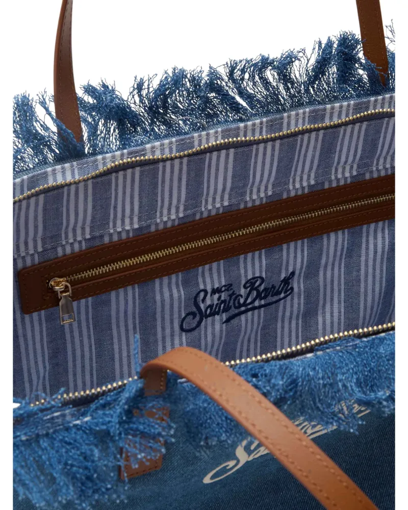 Women's Blue Denim Bag Fringes and Zip | City Regular