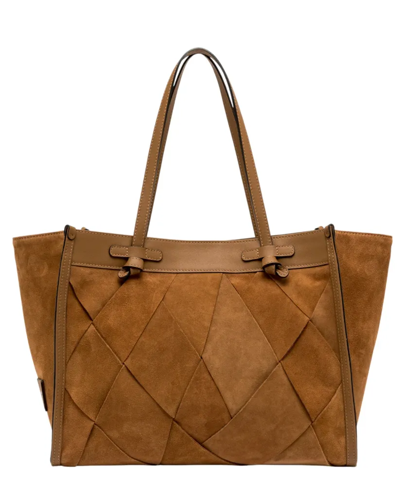 Women's Geometric Suede Shopping Bag