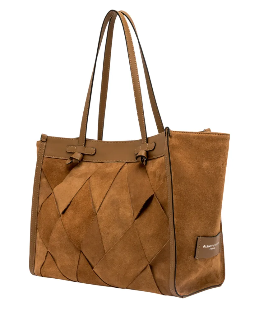 Women's Geometric Suede Shopping Bag