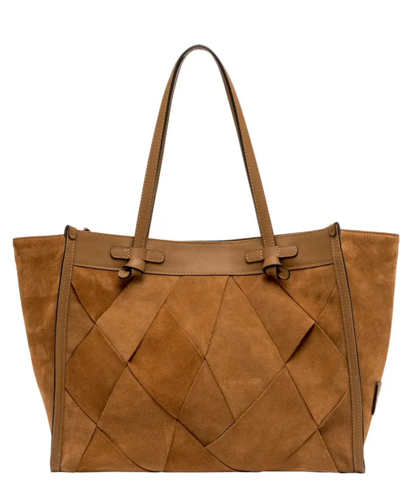 Women's Geometric Suede Shopping Bag