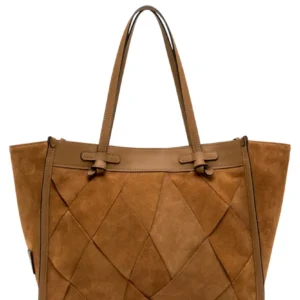Women's Geometric Suede Shopping Bag