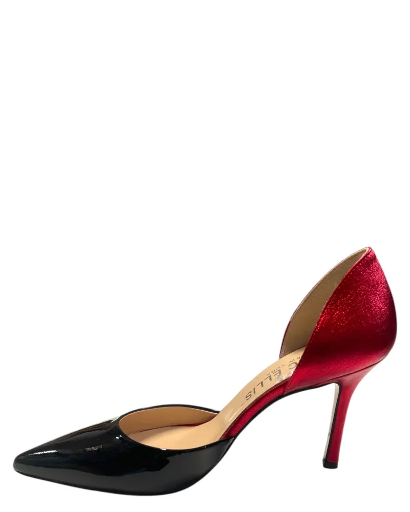 Women's Metallic Red and Black High Heel Pumps