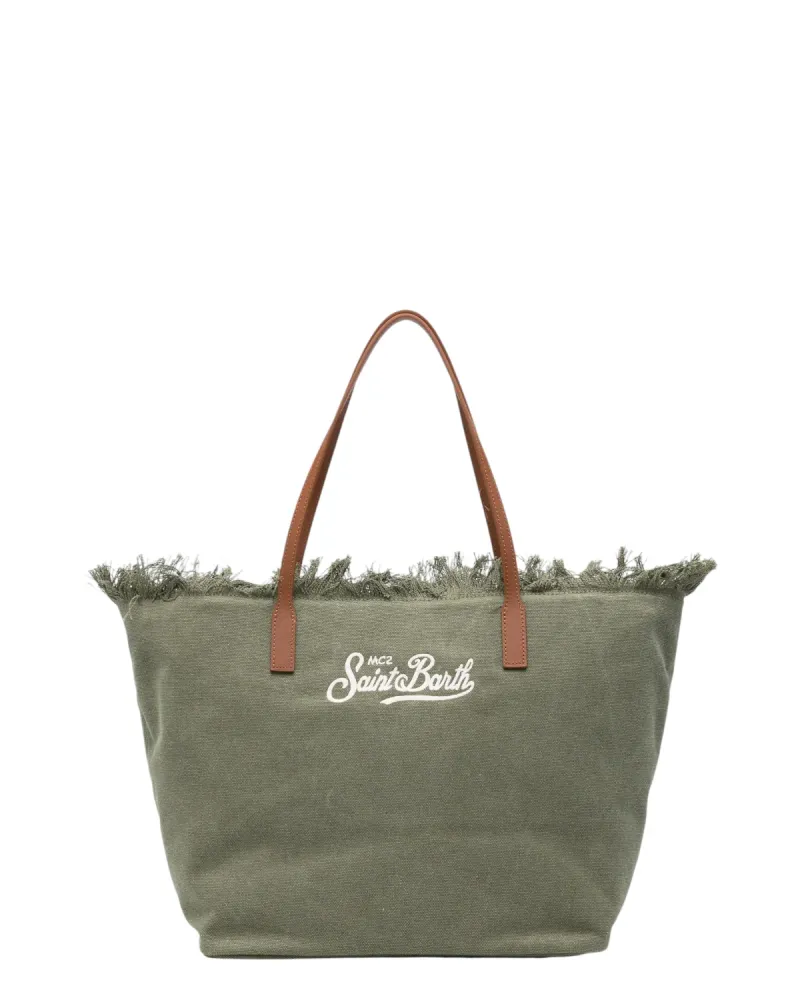 Women's Regular City Canvas Bag Green Fringes