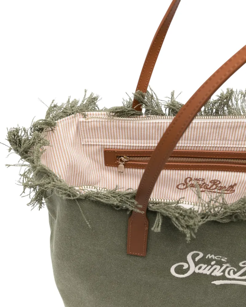 Women's Regular City Canvas Bag Green Fringes