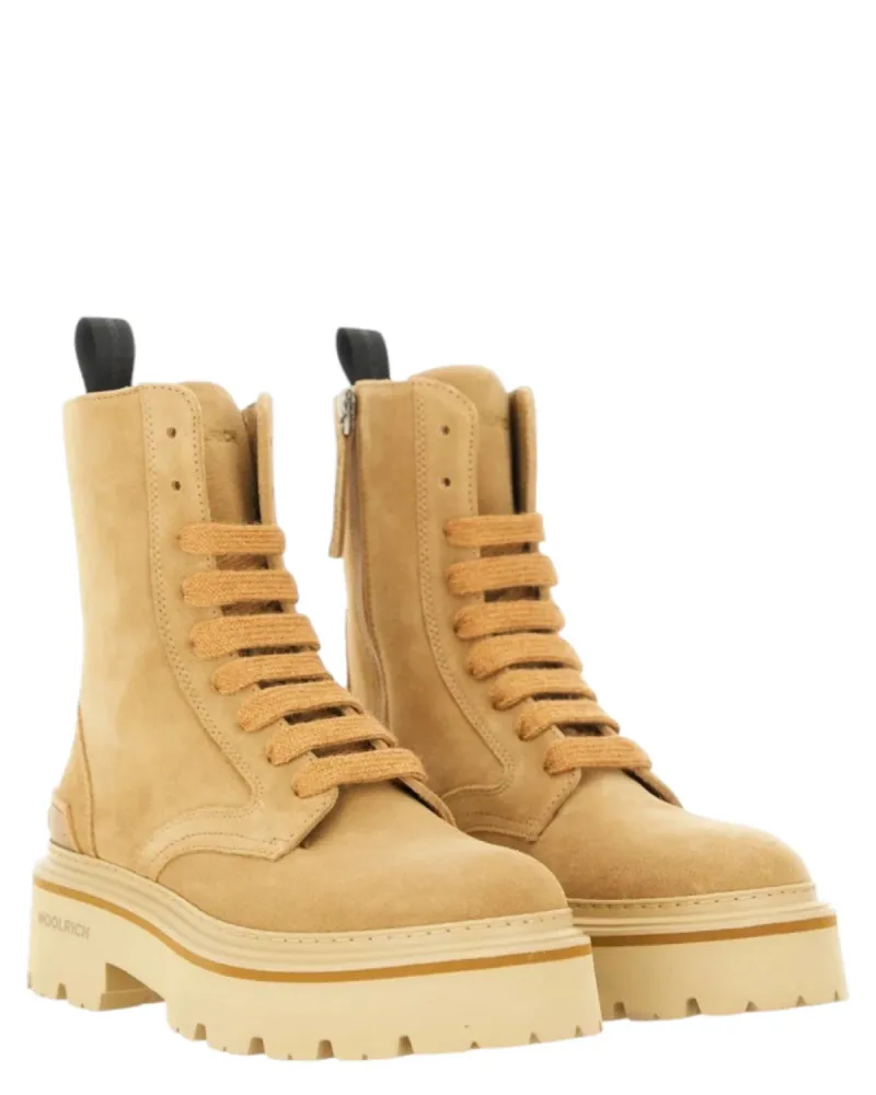 Woolrich Women's Suede Ankle Boots Side Zip and Rubber Sole