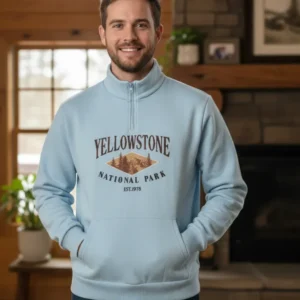 ZAFUL Мъжки ватиран суитшърт с принт YELLOWSTONE