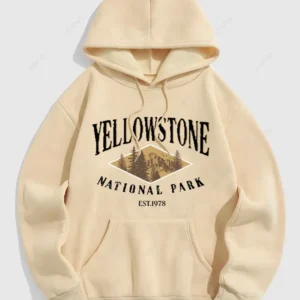 ZAFUL Мъжки ватиран суитшърт с принт YELLOWSTONE